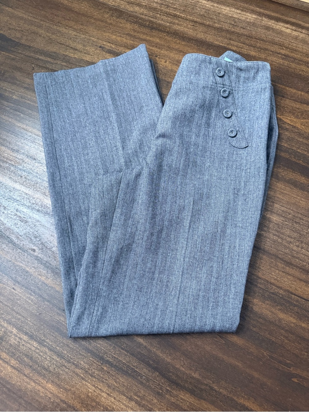 Sigrid Olsen Gray glitter Pinstripe Womans Dress Pants with Buttoned Pocket Tabs - Picture 8 of 8